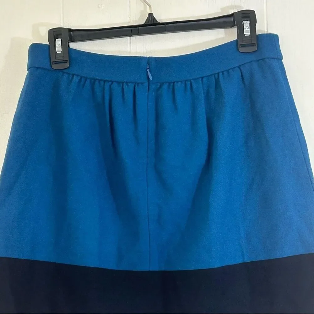 J.CREW Wool Mini Skirt Size 6 Formal Office Aqua Blue Black Wool Mini Skirt